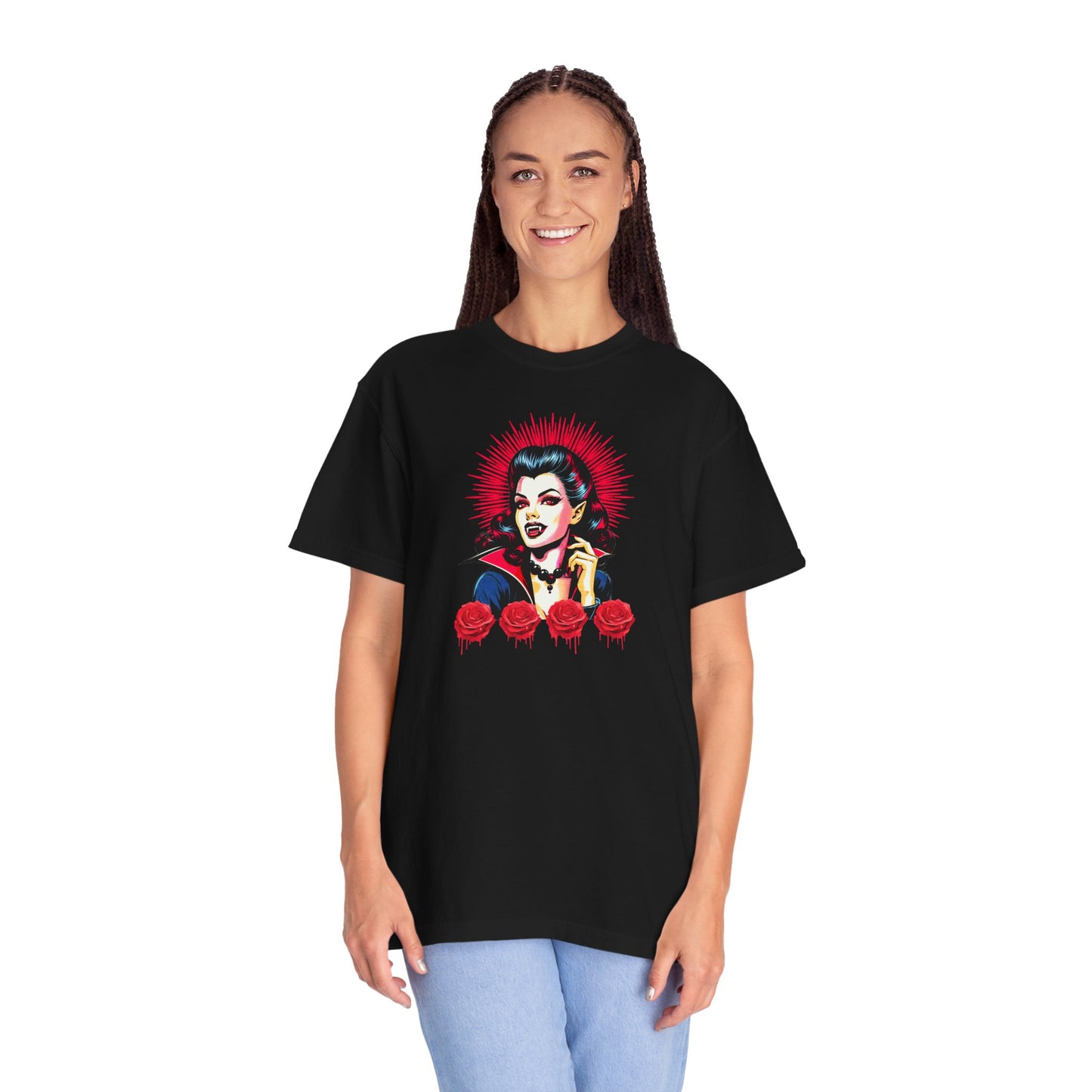 Vampire Glam with Roses Graphic T-shirt