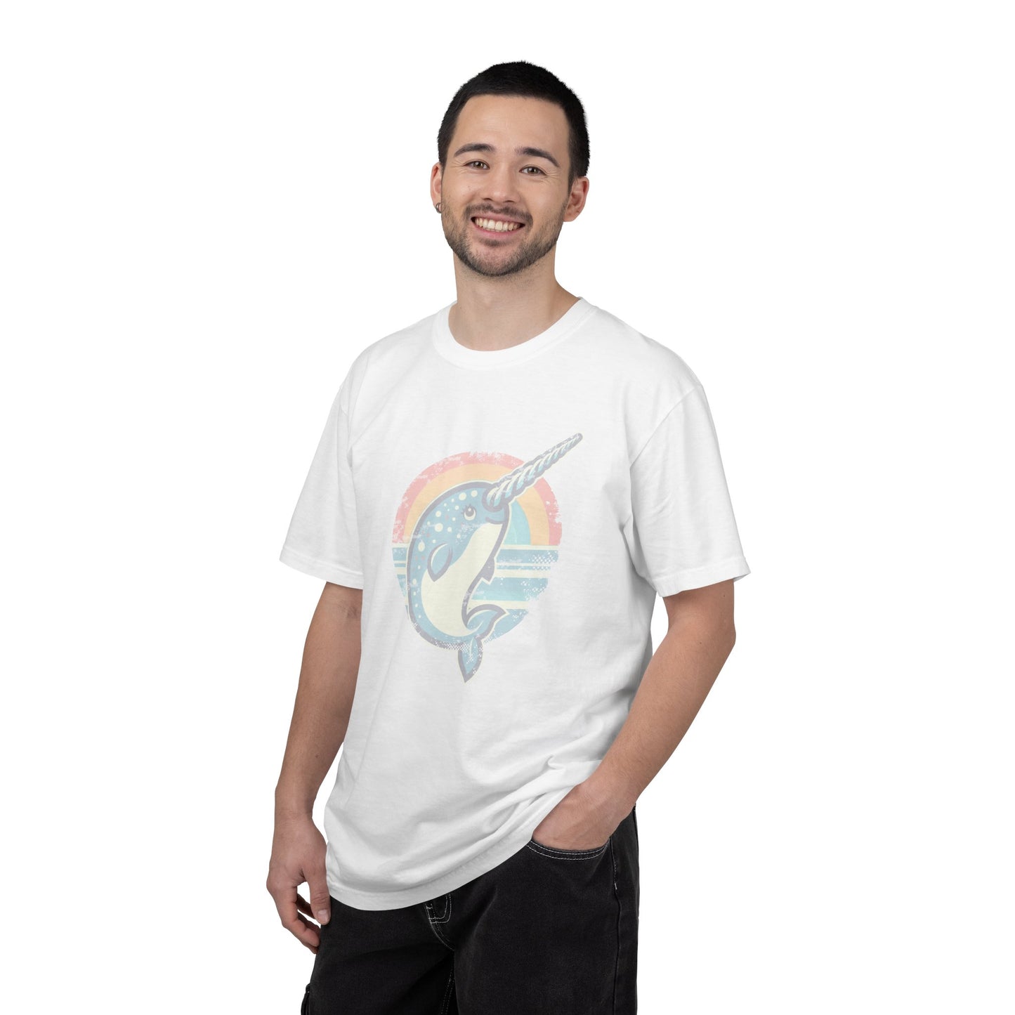 Narwhal Sunset T-Shirt — Retro Ocean Graphic Tee