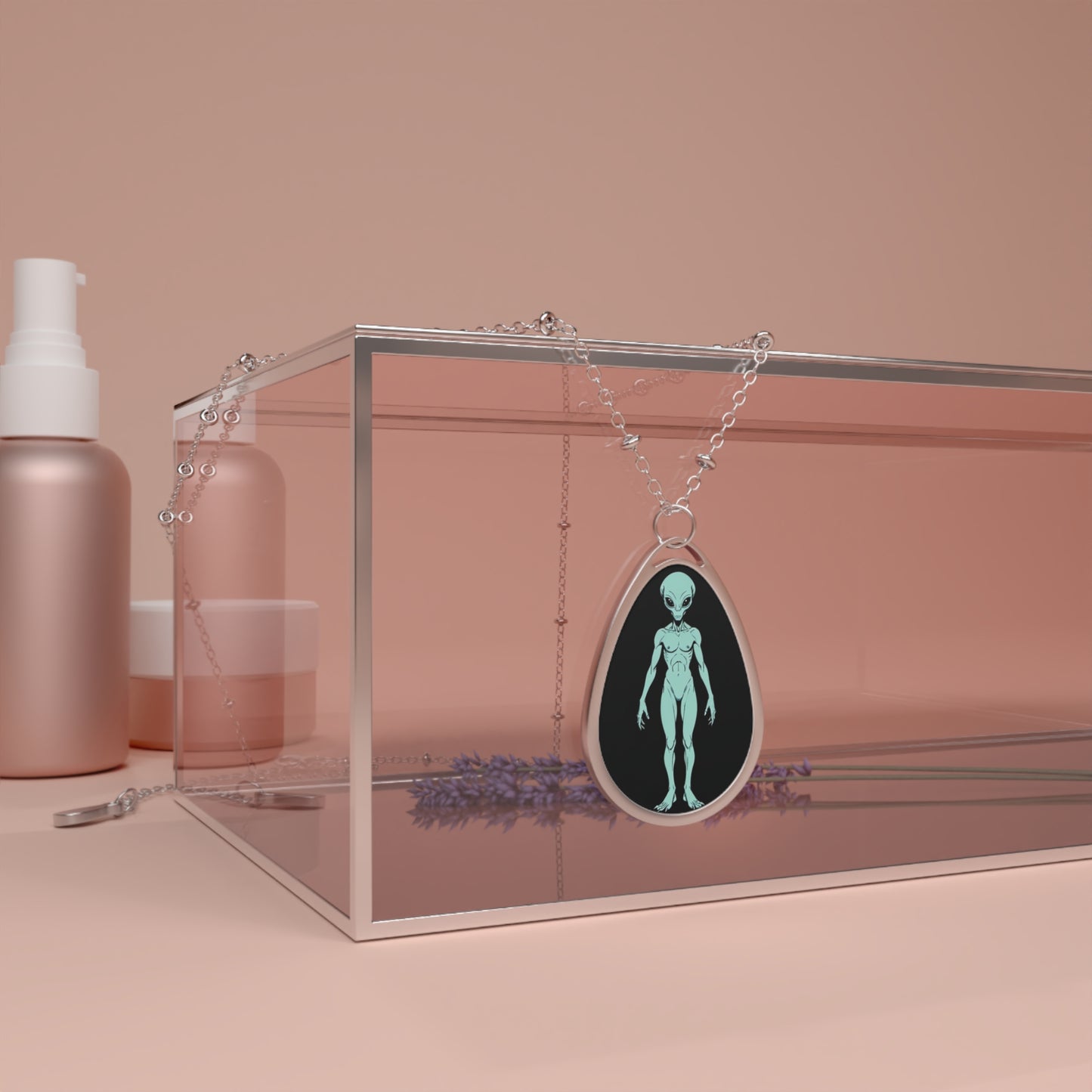 Alien Teardrop Necklace — Glow-In-The-Dark Vintage UFO Pendant