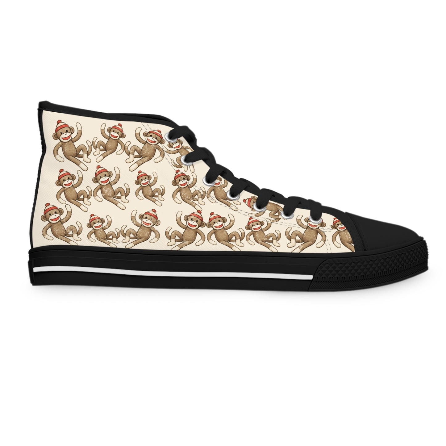 High Top Sneakers — Vintage Monkey Pattern Women’s Canvas Shoes
