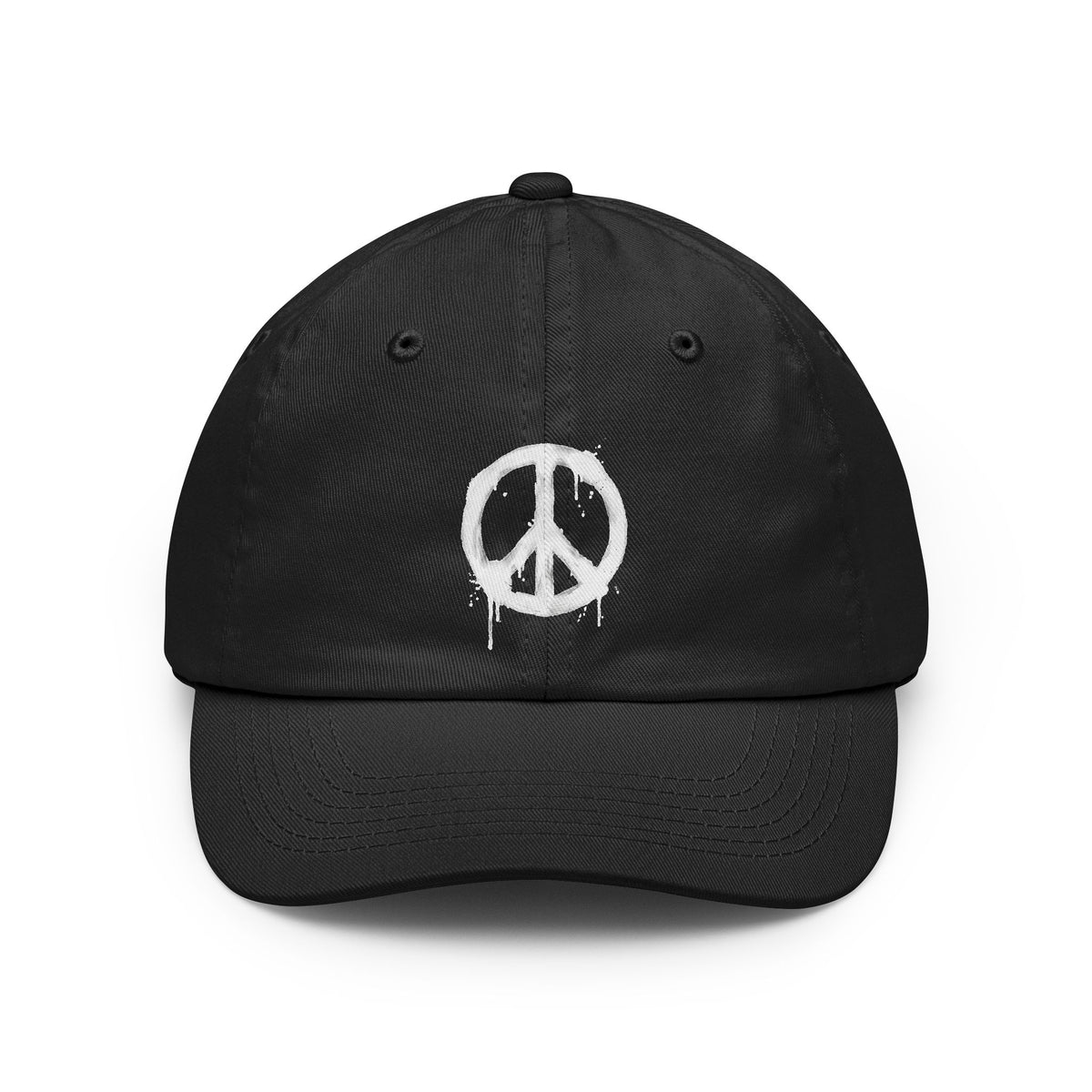 Peace Symbol Dad Hat — Distressed Drip Embroidered Cap