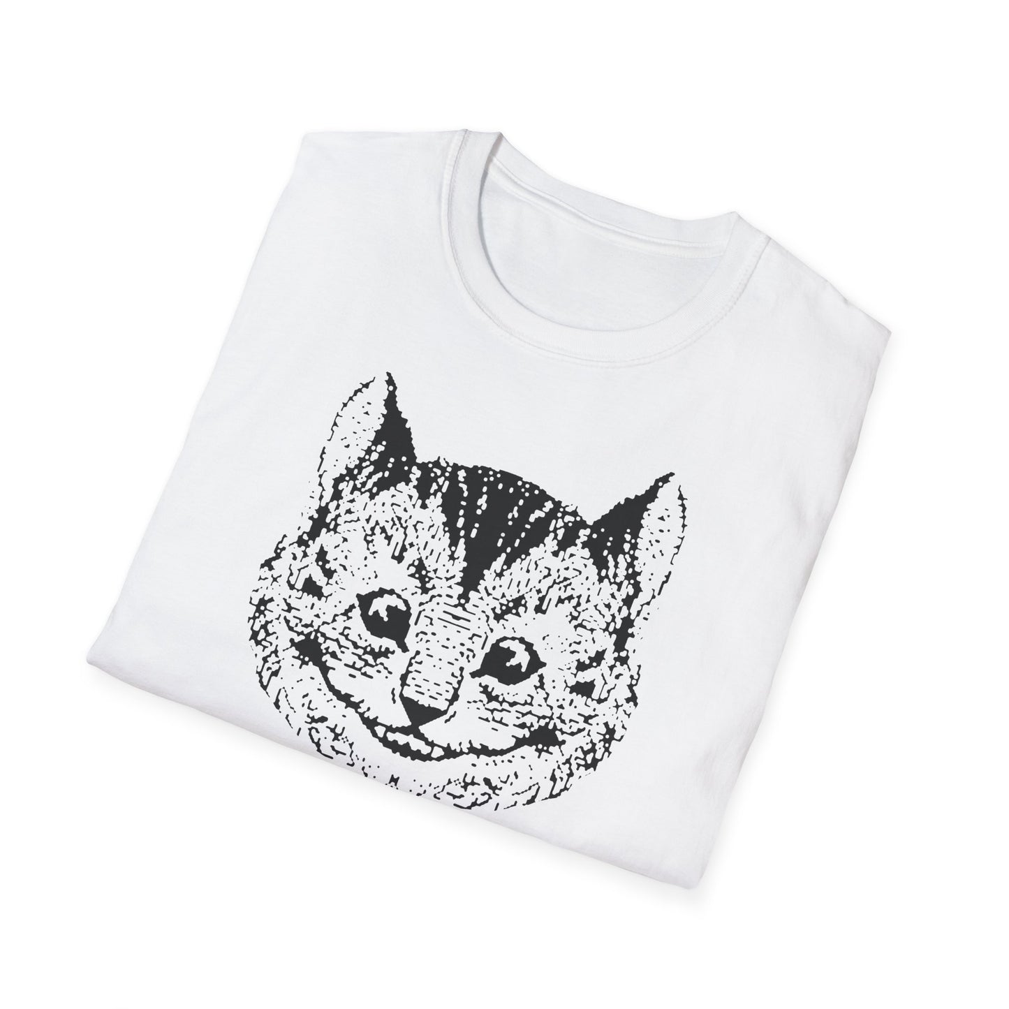 Cat Face T-Shirt — Vintage Black Ink Kitten Graphic Tee