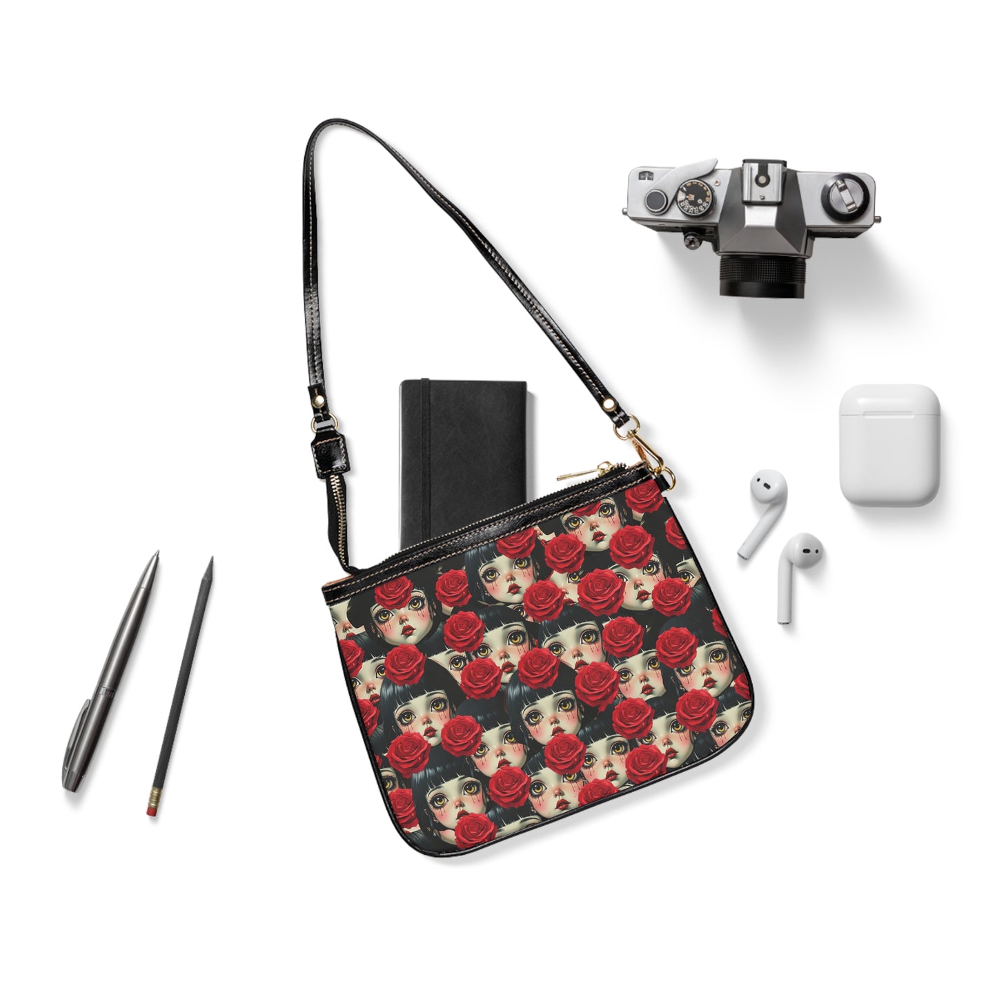 Rose Girl Small Shoulder Bag — Vintage Portrait Floral Crossbody