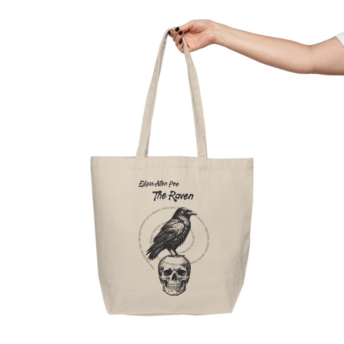 Edgar Allan Poe The Raven Skull Canvas Tote Bag