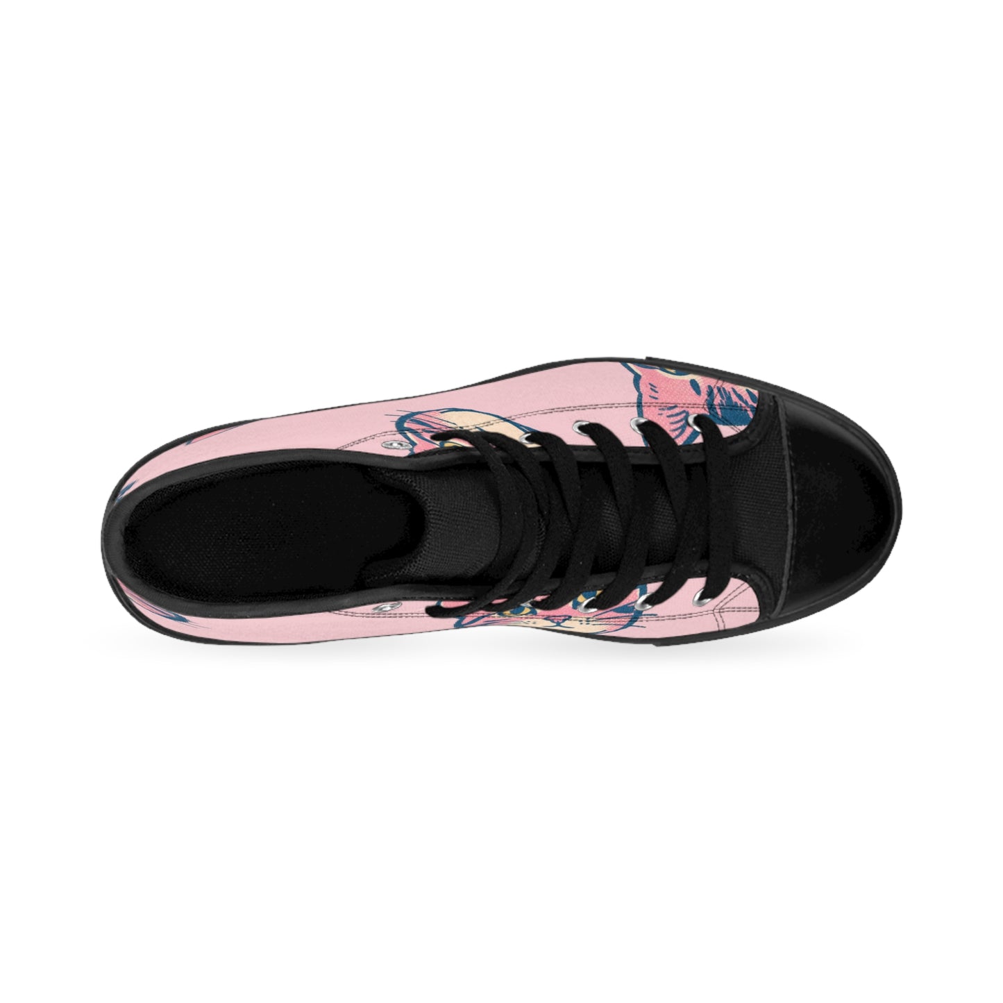 Cat Face Pink High-Top Sneakers — Women's Cute Casual Kawaii Shoes