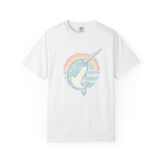 Narwhal Sunset T-Shirt — Retro Ocean Graphic Tee