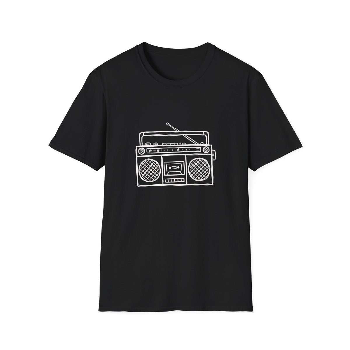 Classic Black T-Shirt — Retro Boombox