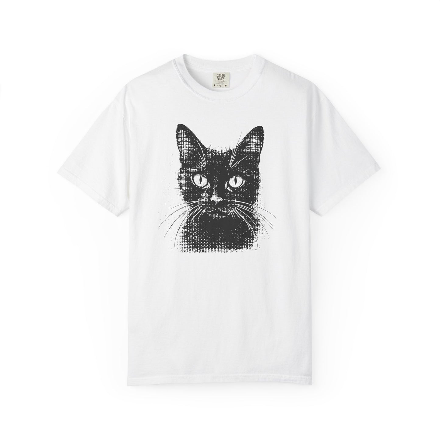 Black Cat Portrait T‑Shirt — Vintage Graphic Tee for Cat Lovers
