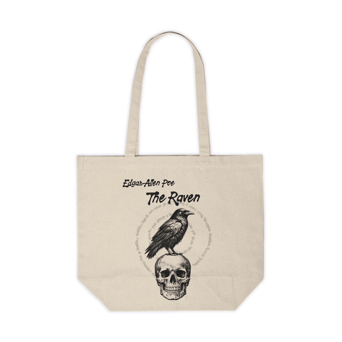 The Raven Canvas Tote — Edgar Allan Poe Gothic Skull & Crow Book Tote