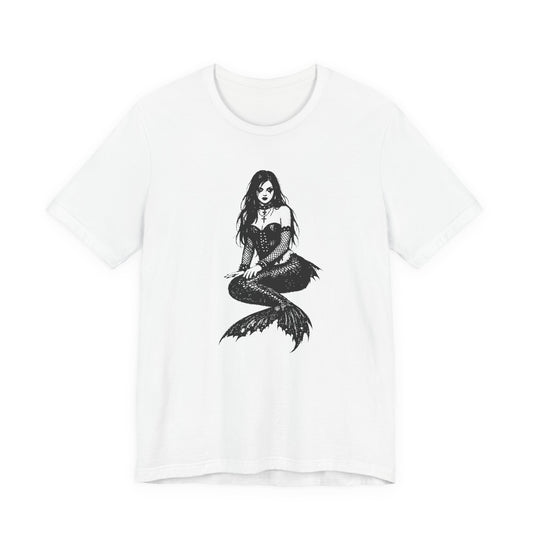 Mermaid Illustration Tee — Gothic Hand-Drawn Mermaid Graphic T-Shirt