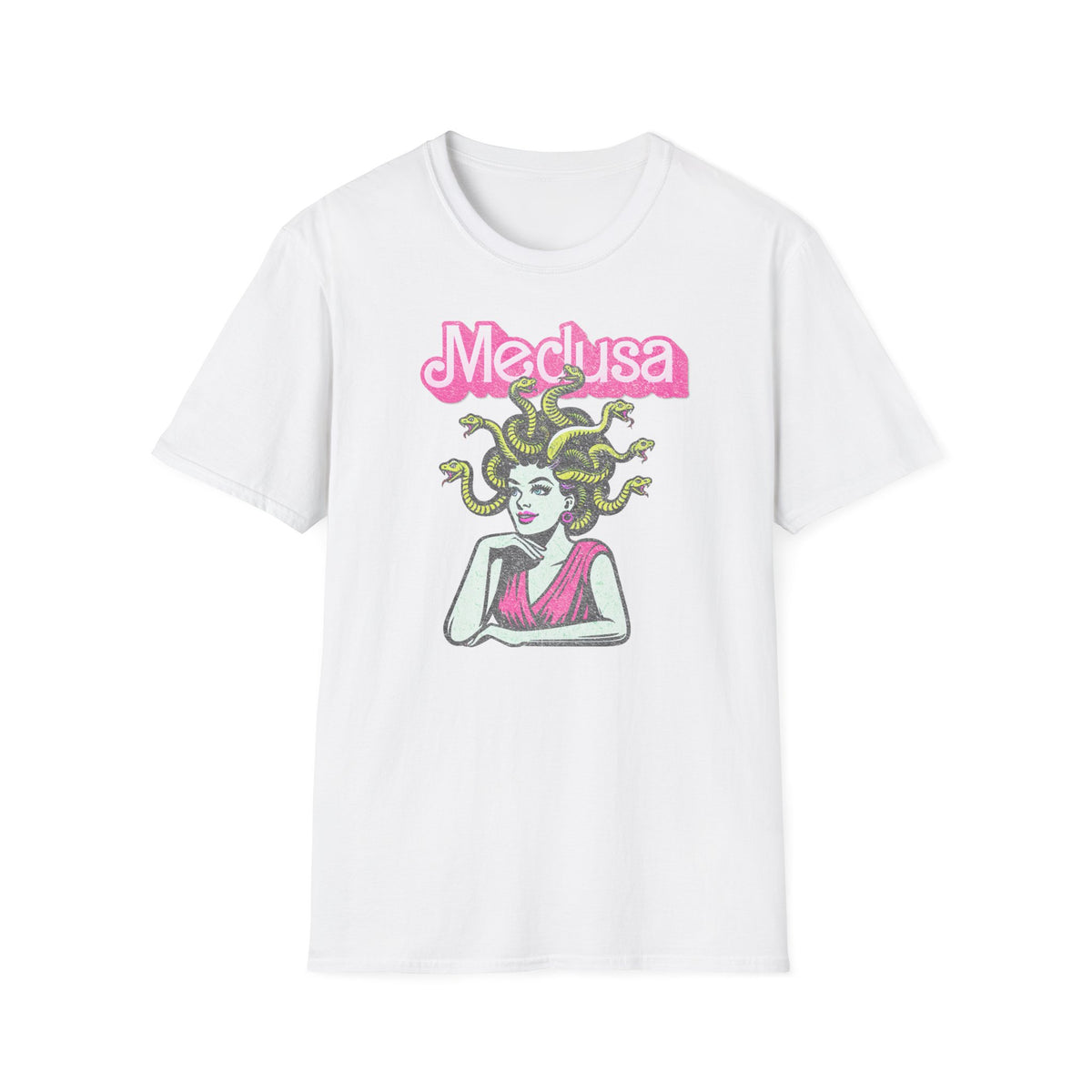 Medusa Graphic T-Shirt — Retro Pink Mythology Tee