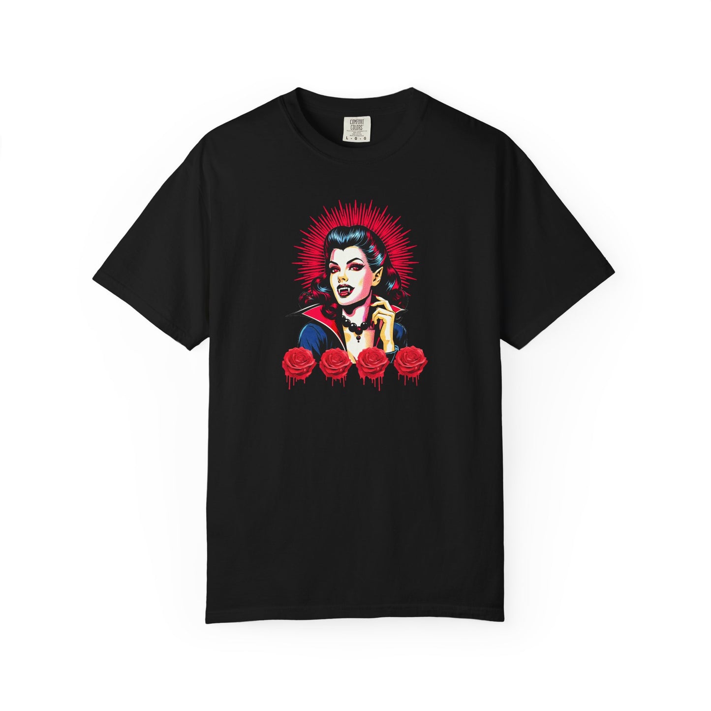 Vampire Glam with Roses Graphic T-shirt