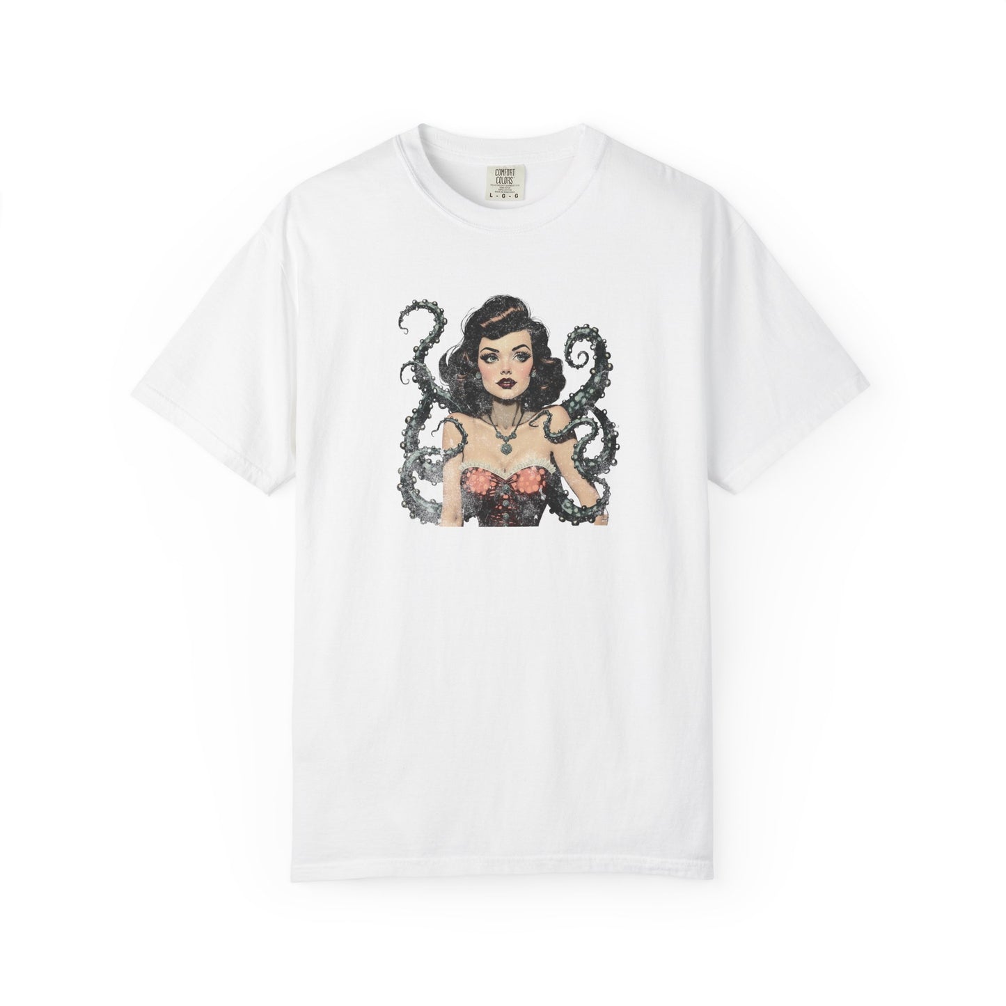 Vintage Pin-Up Mermaid T-Shirt — Octopus Tentacle Art Tee