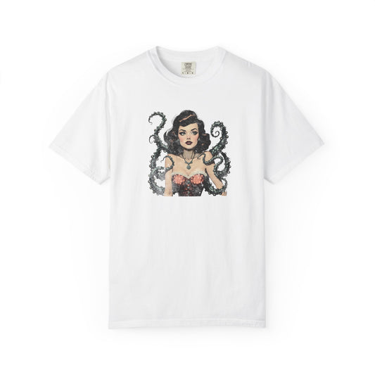 Vintage Pin-Up Mermaid T-Shirt — Octopus Tentacle Art Tee