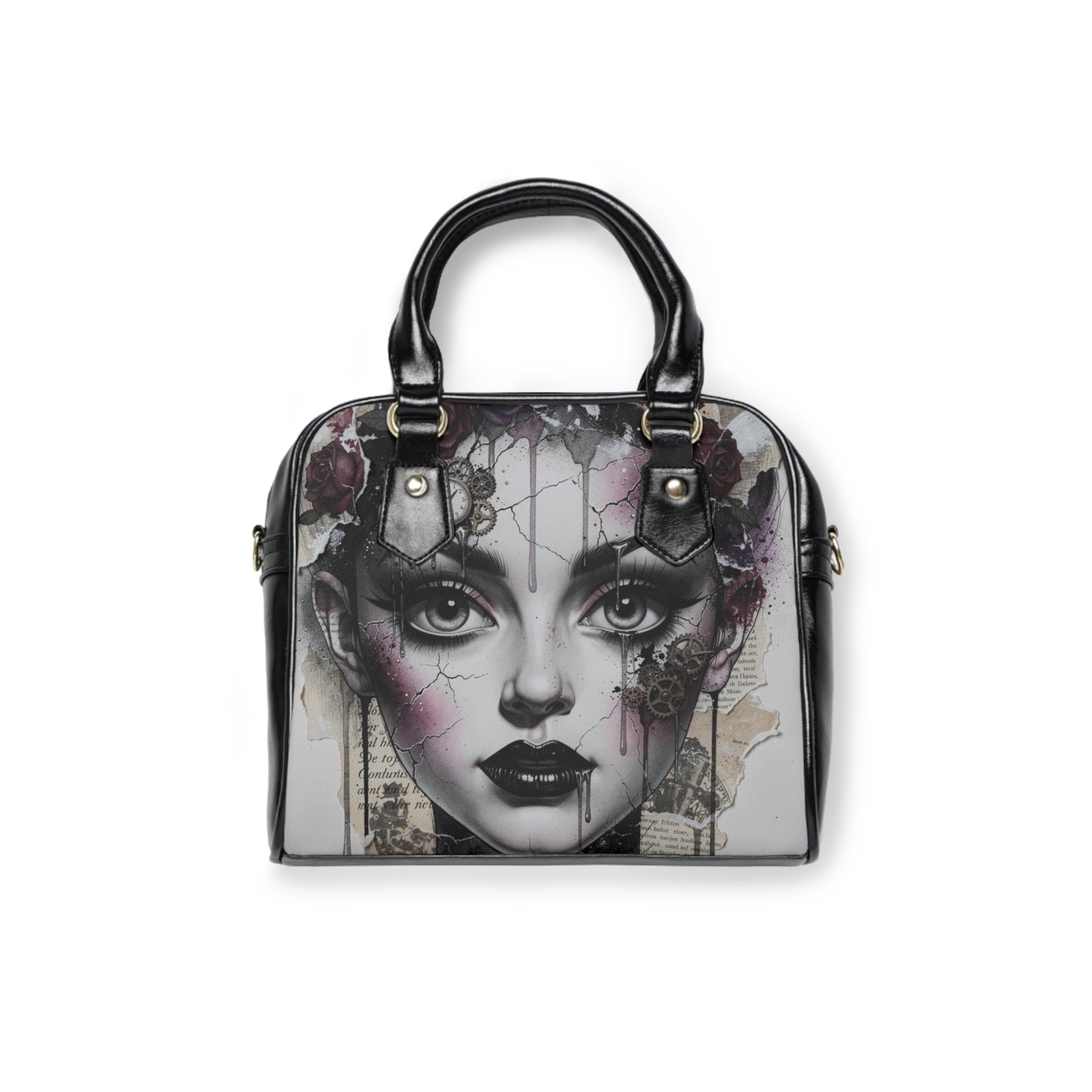 Gothic Portrait Shoulder Handbag — Dark Vintage Art Print Purse