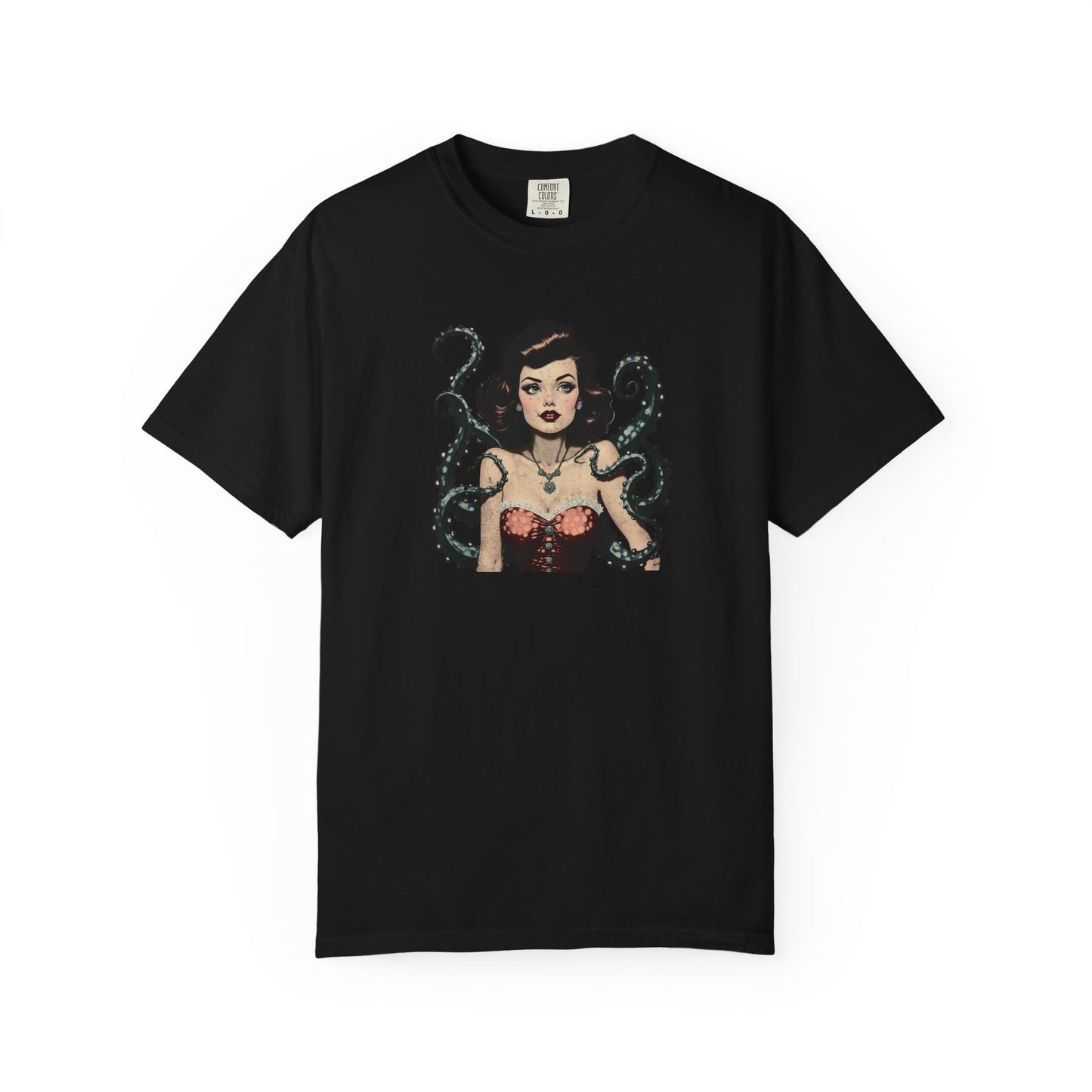 Vintage Pin-Up Mermaid T-Shirt — Octopus Tentacle Art Tee
