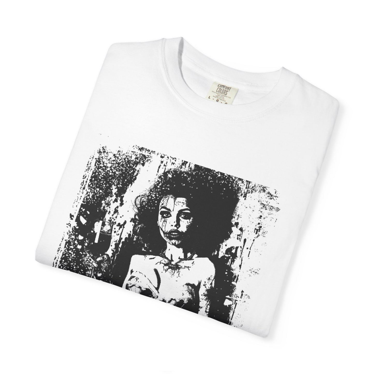 Vintage Grunge Portrait T-Shirt — Distressed Black & White Art Tee