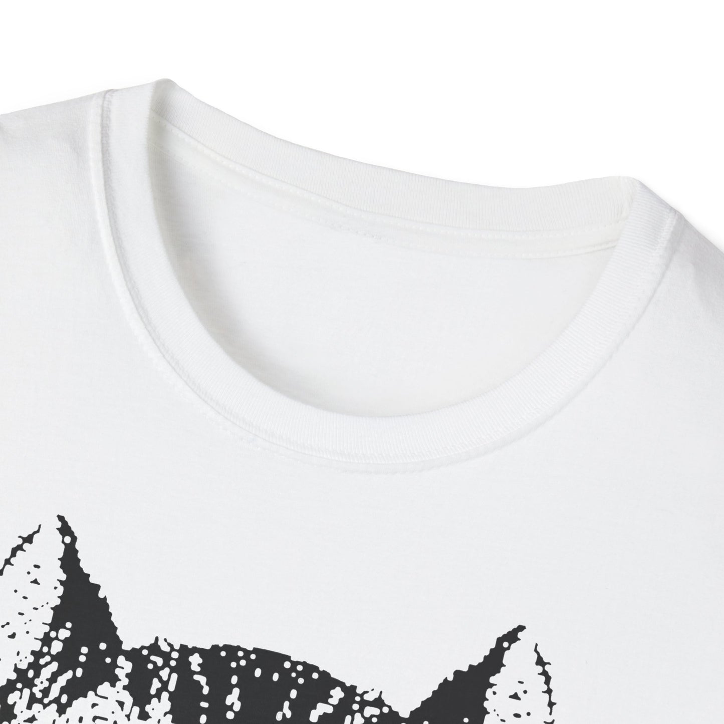 Cat Face T-Shirt — Vintage Black Ink Kitten Graphic Tee