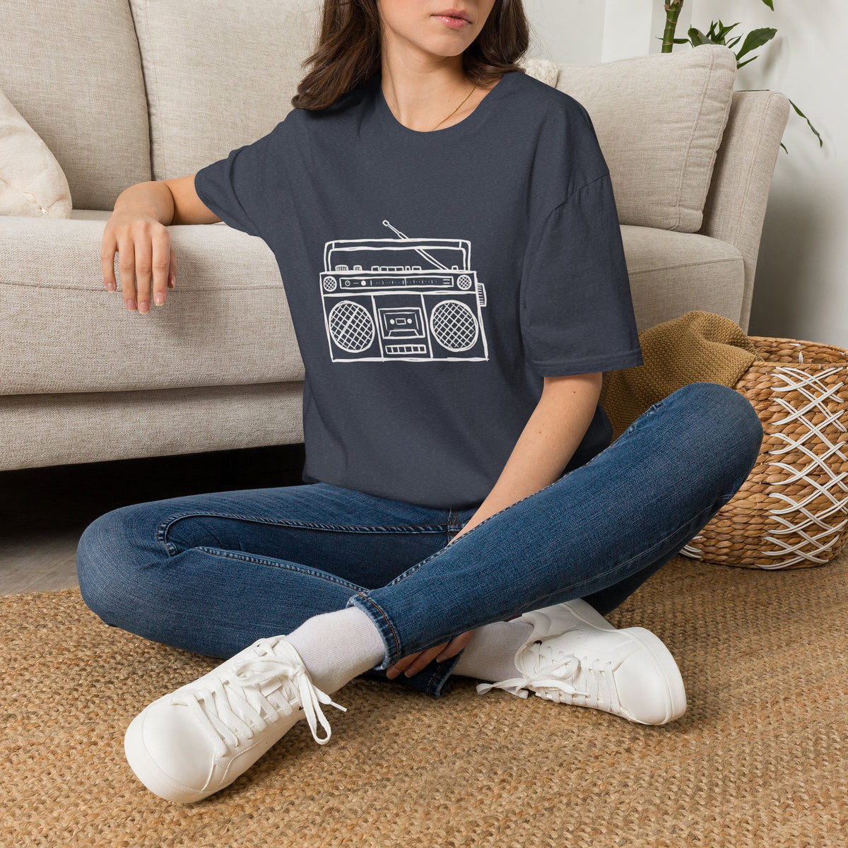 Classic Black T-Shirt — Retro Boombox