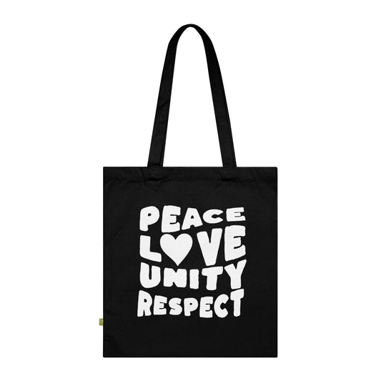 Peace Love Unity Respect Tote Bag — Organic Cotton Eco Shopper