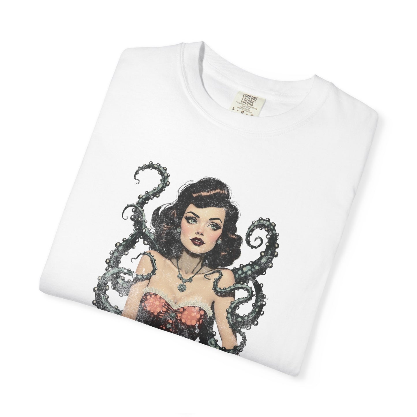 Vintage Pin-Up Mermaid T-Shirt — Octopus Tentacle Art Tee