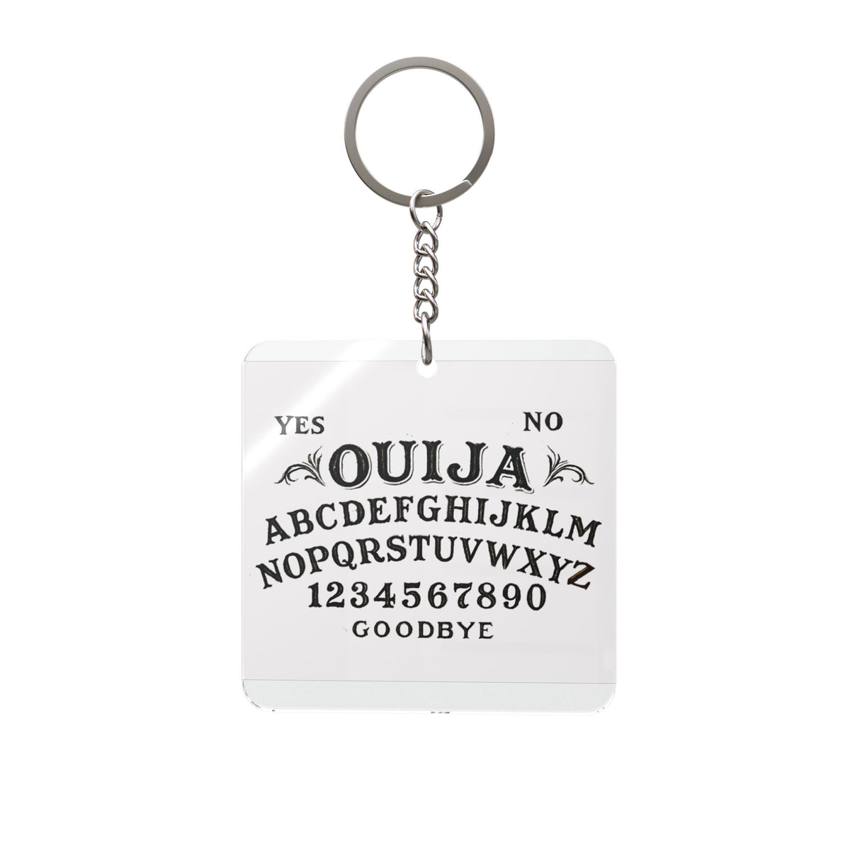 Ouija Board Square Keychain — Mini Spiritual Charm, Gothic Halloween Accessory