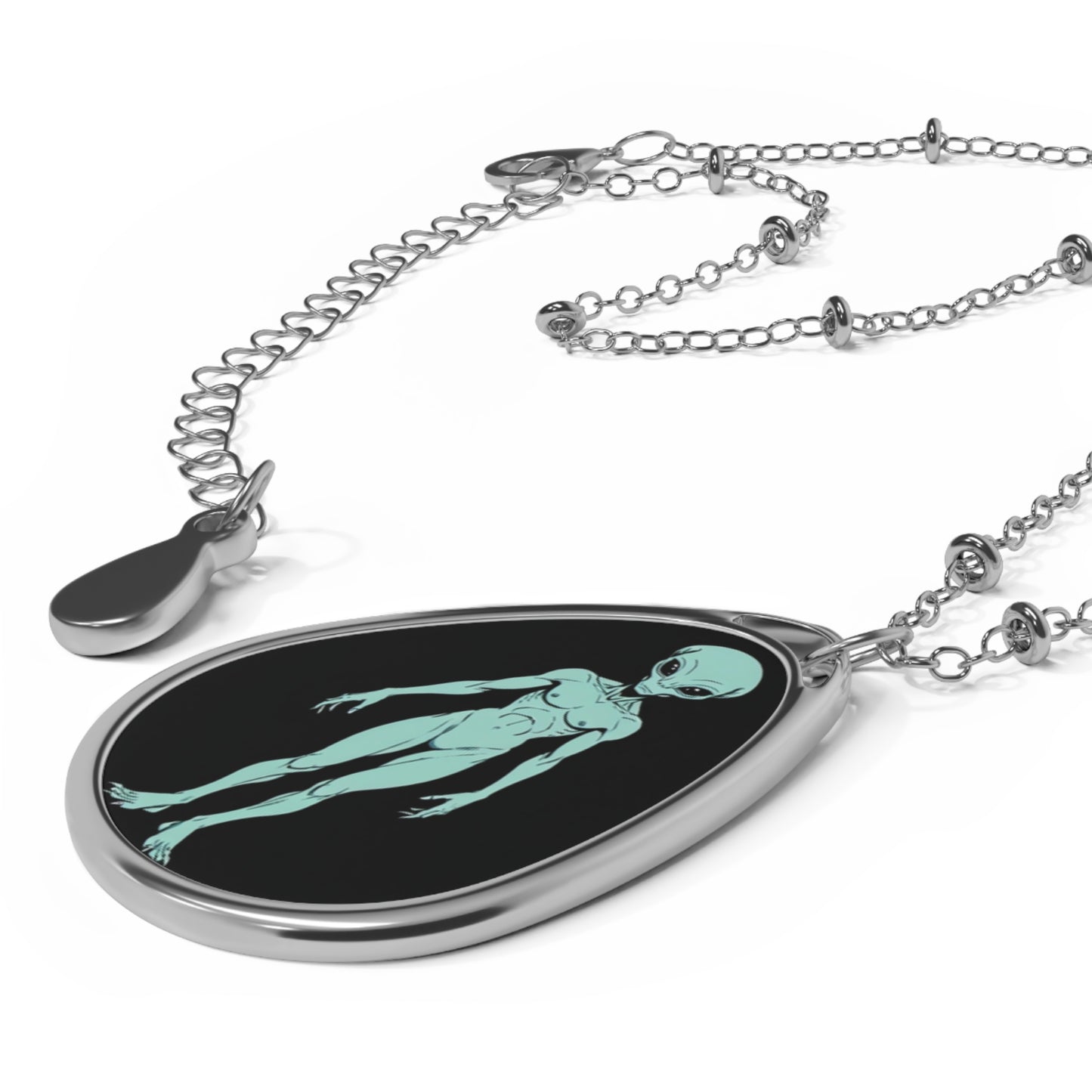 Alien Teardrop Necklace — Glow-In-The-Dark Vintage UFO Pendant