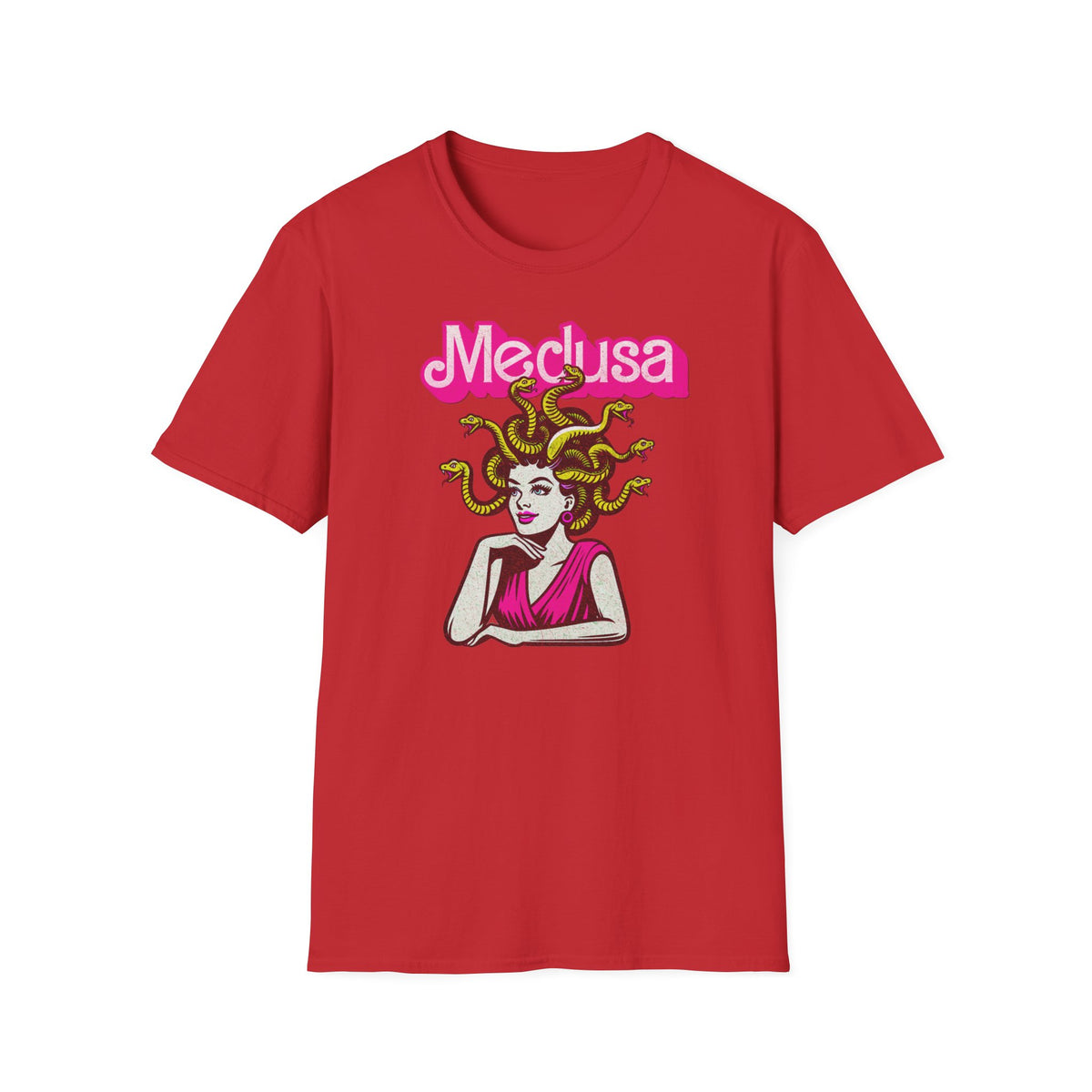 Medusa Graphic T-Shirt — Retro Pink Mythology Tee