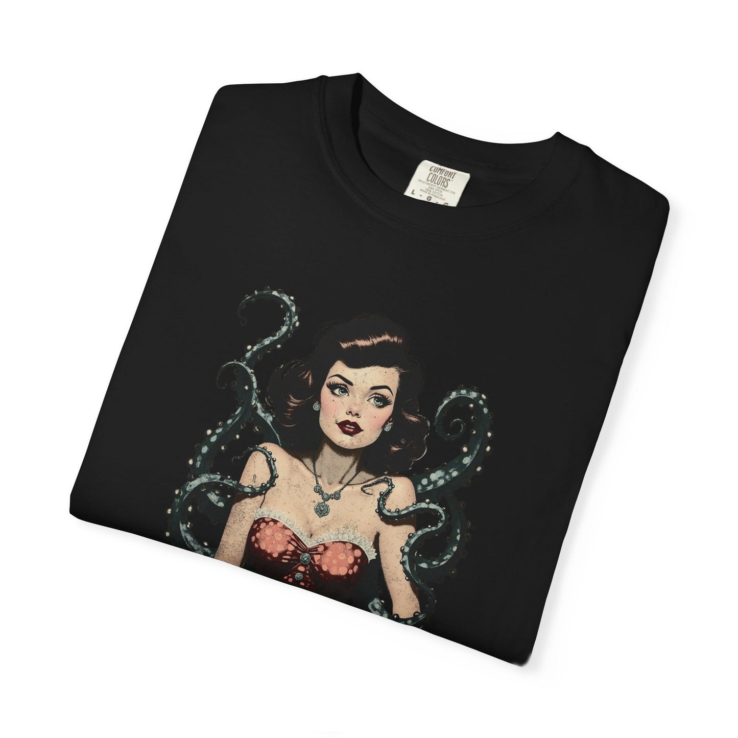 Vintage Pin-Up Mermaid T-Shirt — Octopus Tentacle Art Tee