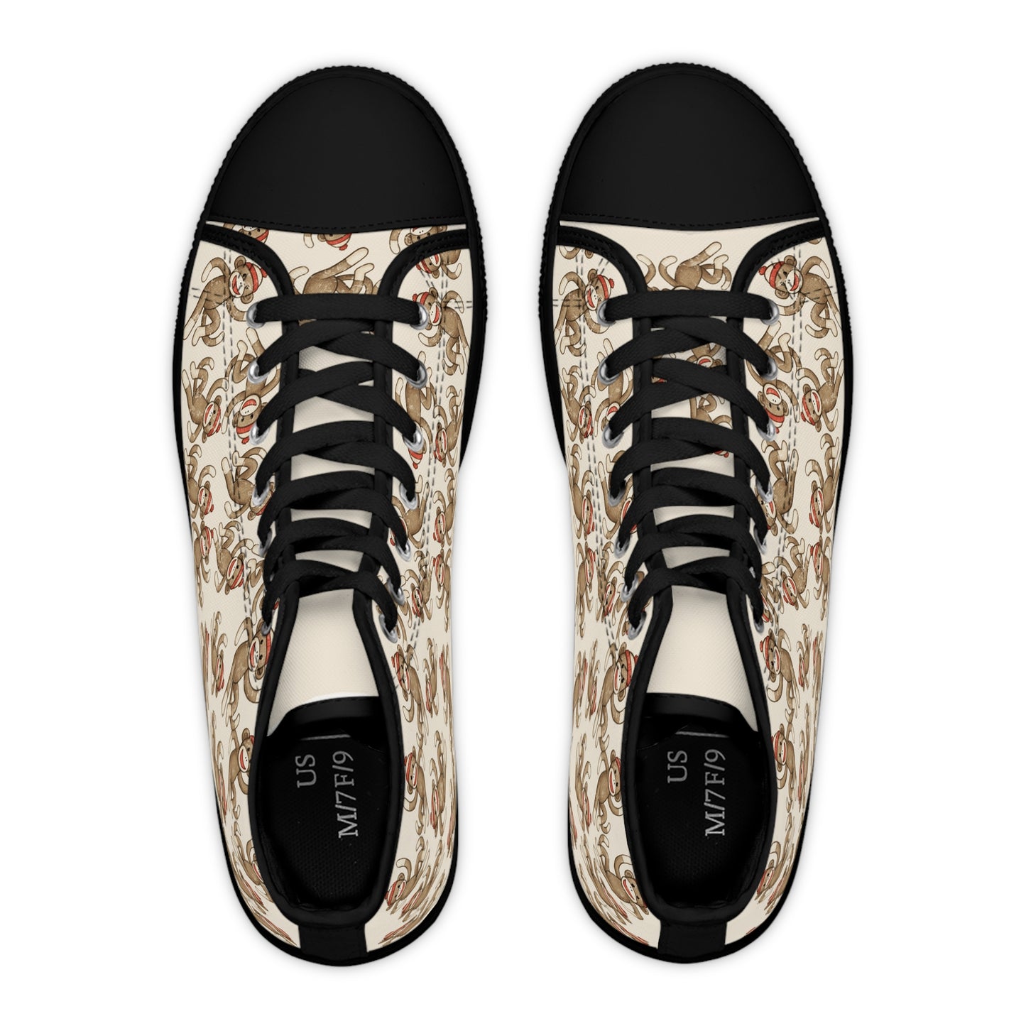 High Top Sneakers — Vintage Monkey Pattern Women’s Canvas Shoes