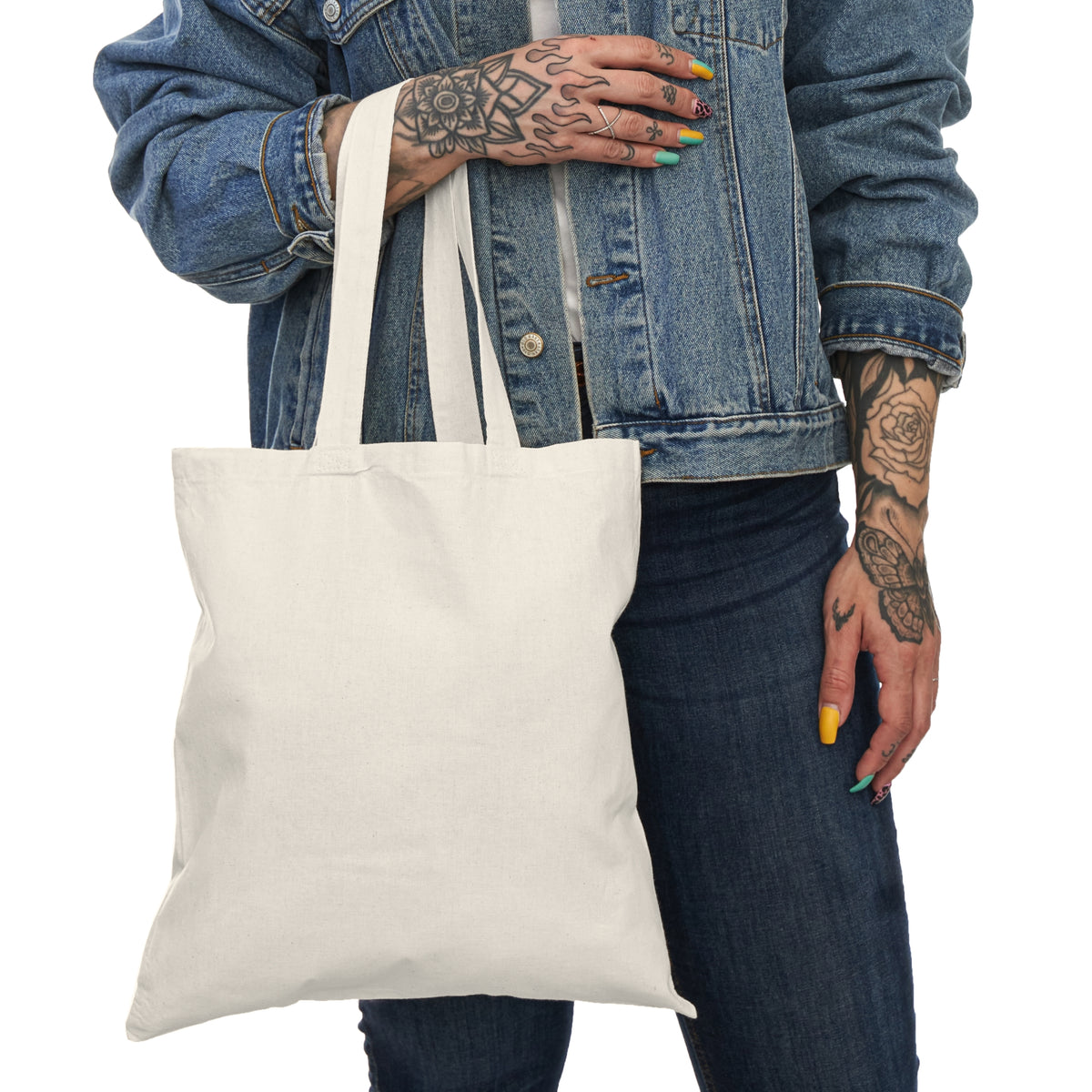 Cute Cats Canvas Tote Bag — Illustrated Cat Pattern Eco Shopper