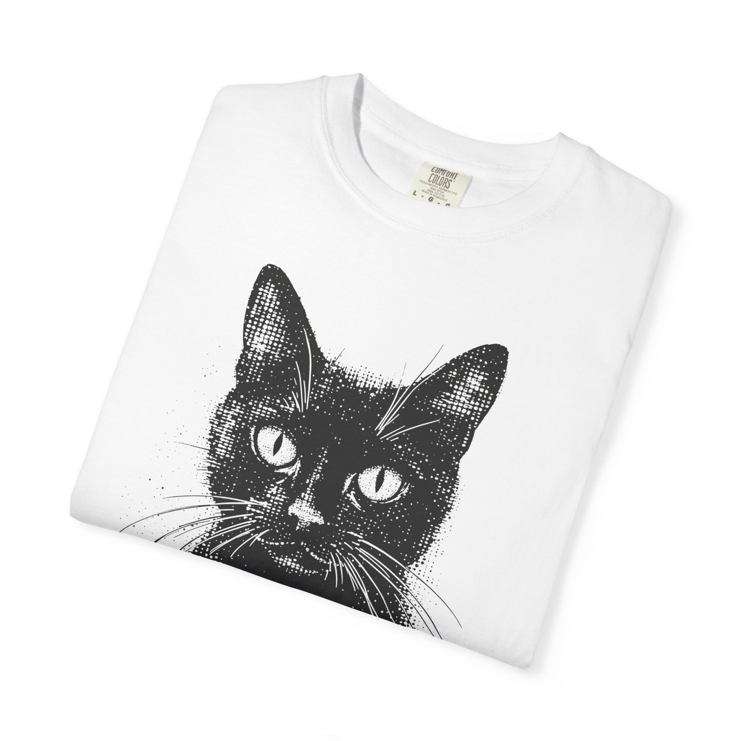 Black Cat Portrait T‑Shirt — Vintage Graphic Tee for Cat Lovers