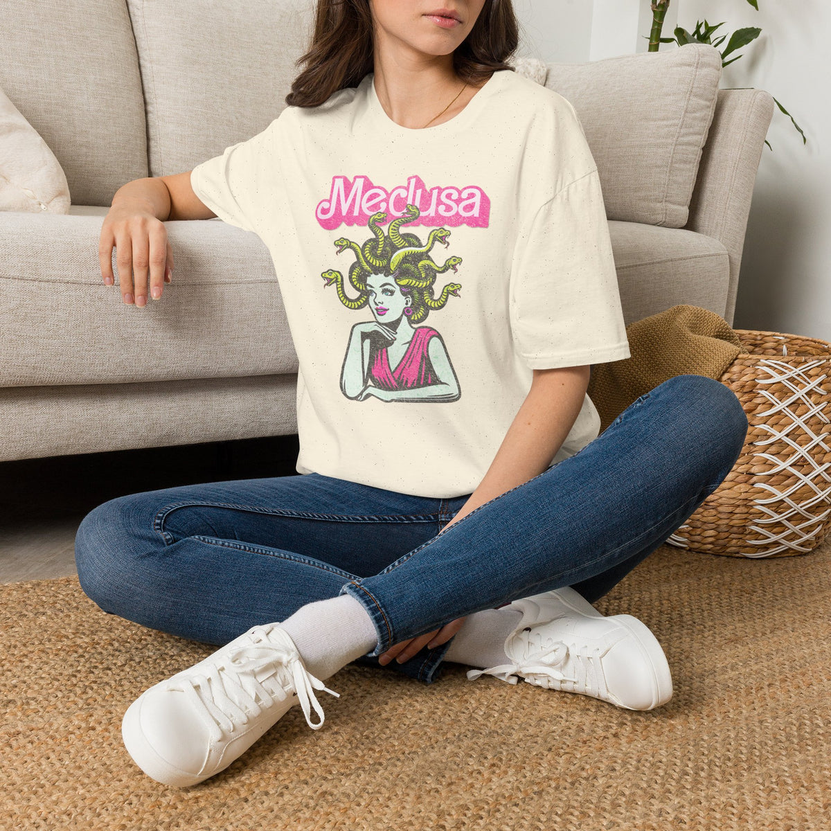 Medusa Graphic T-Shirt — Retro Pink Mythology Tee