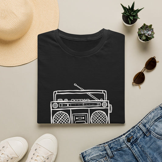 Classic Black T-Shirt — Retro Boombox