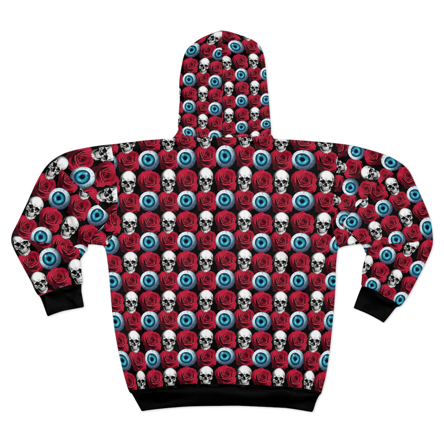 Skull & Eyeball All-Over Print Zip Hoodie — Gothic Horror Pattern