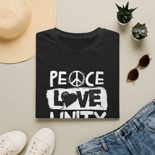 Love Peace Graphic T-Shirt — Grunge Heart & Peace Sign Tee