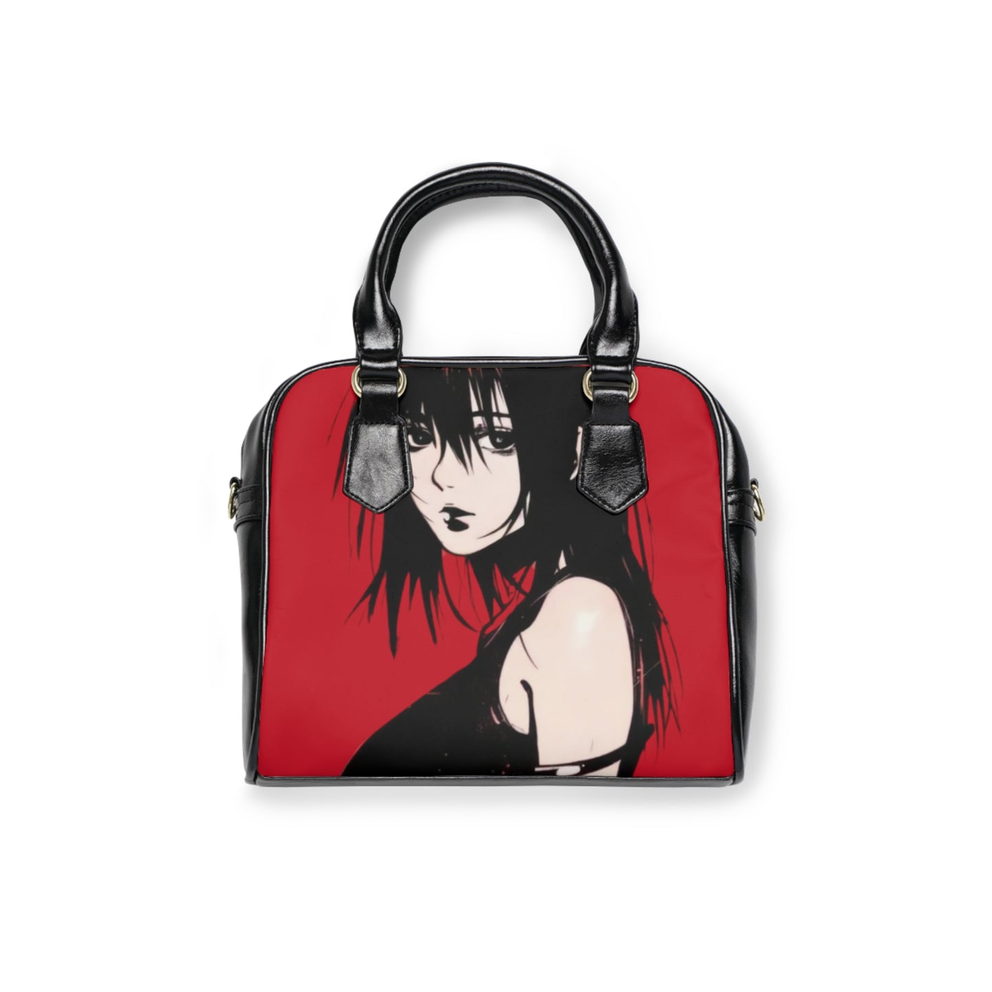 Anime Girl Shoulder Handbag – Red Gothic Portrait Purse