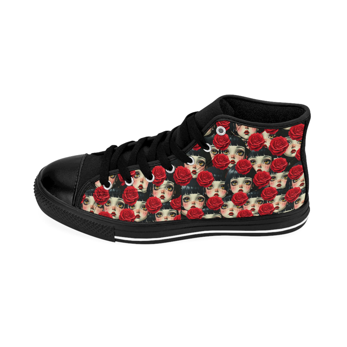 Goth Rose Pattern Women's Canvas Shoes
