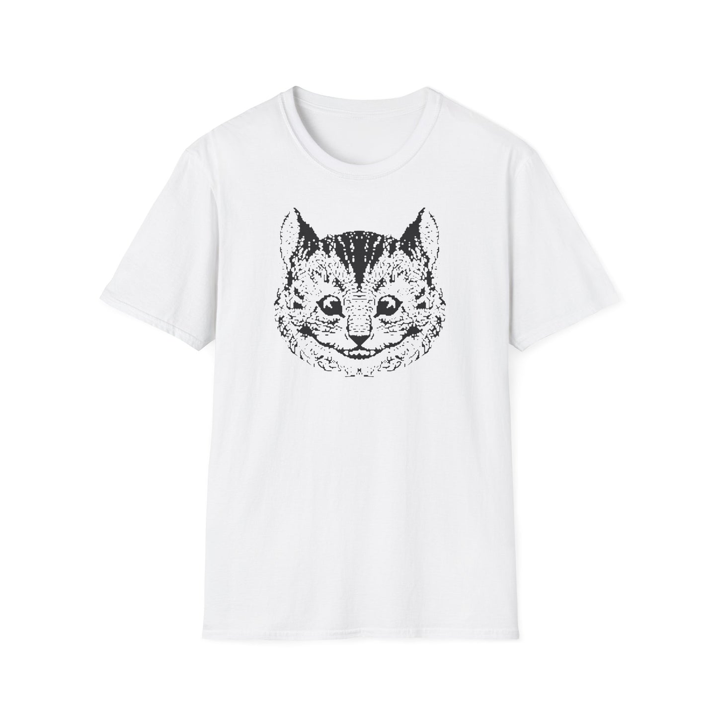 Cat Face T-Shirt — Vintage Black Ink Kitten Graphic Tee