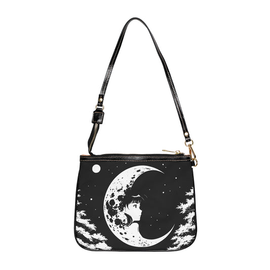 Moon Girl Small Shoulder Bag — Black Crescent Moon Anime Crossbody