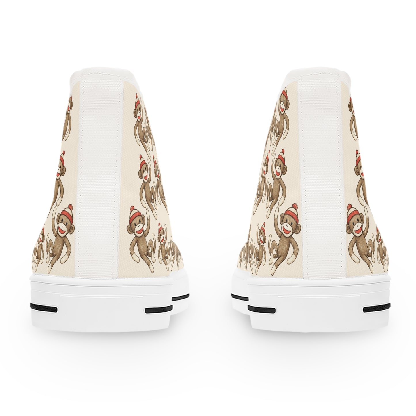 High Top Sneakers — Vintage Monkey Pattern Women’s Canvas Shoes