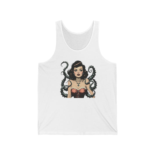 Vintage Pinup with Octopus Tentacles Tank Top — Retro Sailor Tattoo Style Tank