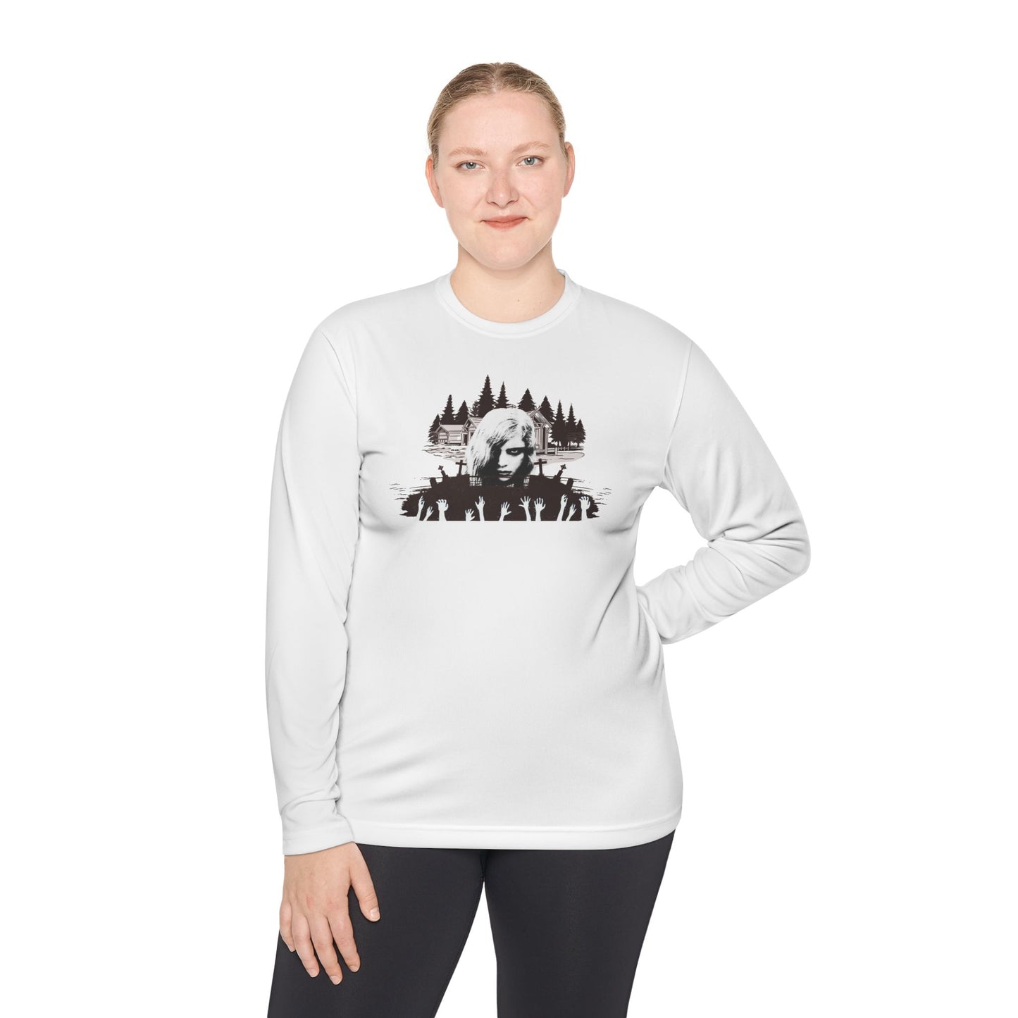 Night of the Living Dead Long Sleeve Tee — Retro Horror Zombie Graphic