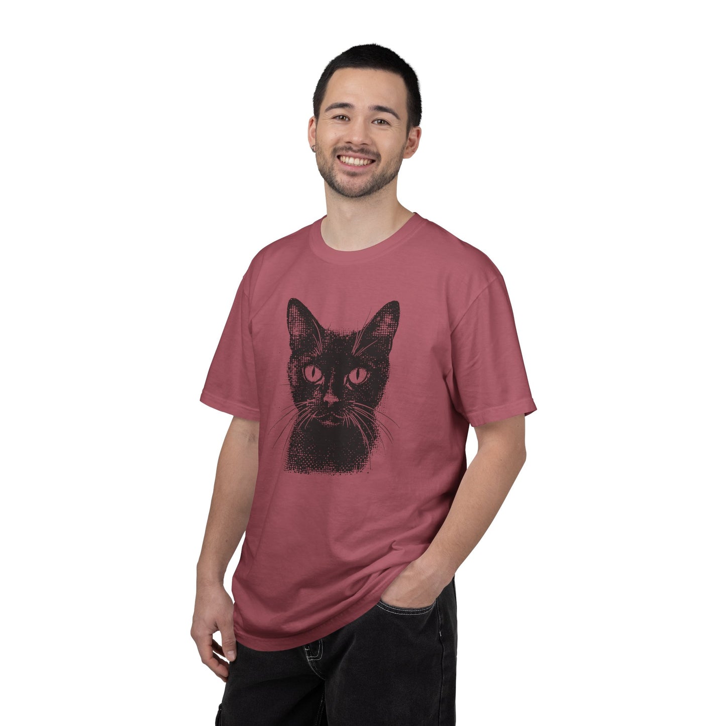 Black Cat Portrait T‑Shirt — Vintage Graphic Tee for Cat Lovers