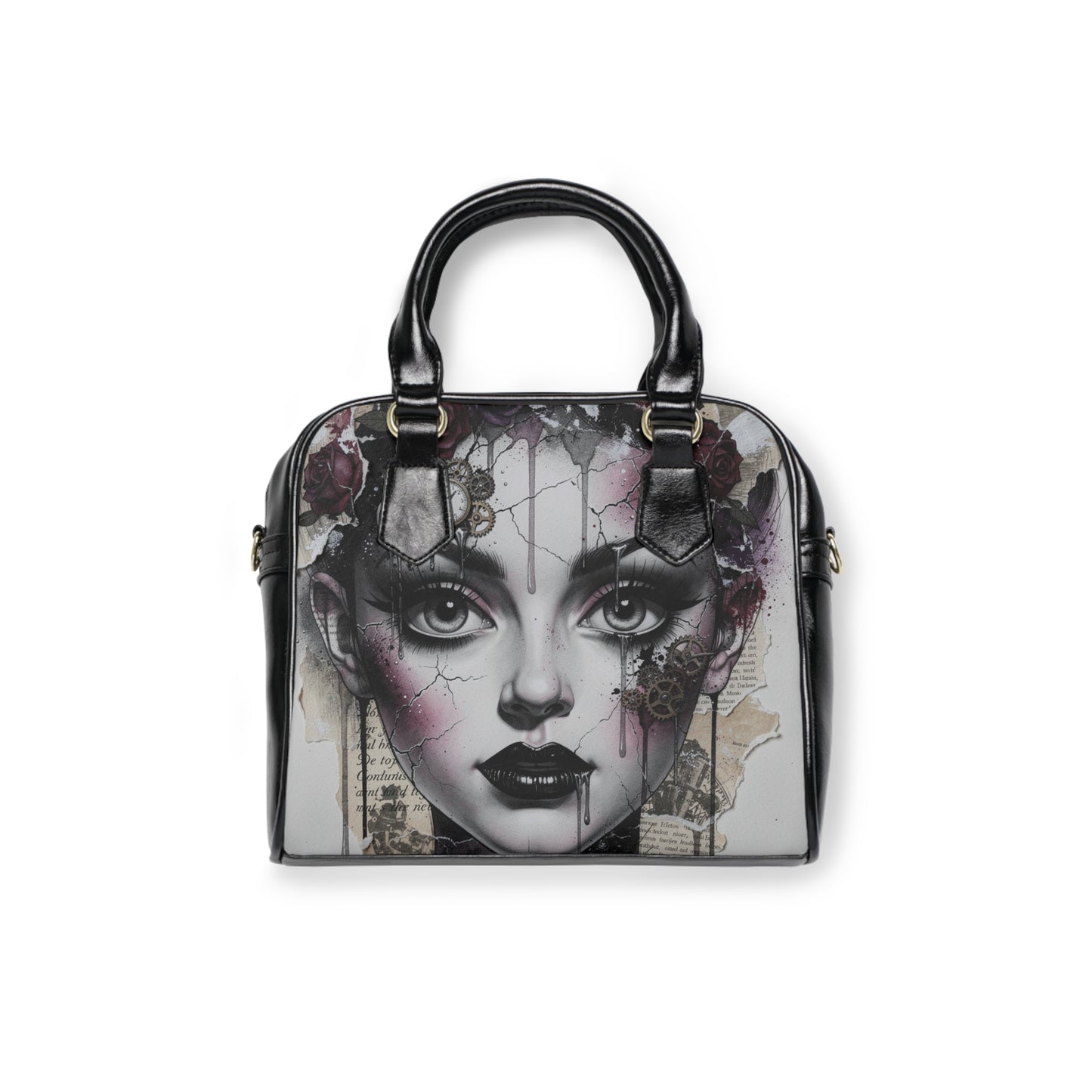 Gothic Portrait Shoulder Handbag — Dark Vintage Art Print Purse