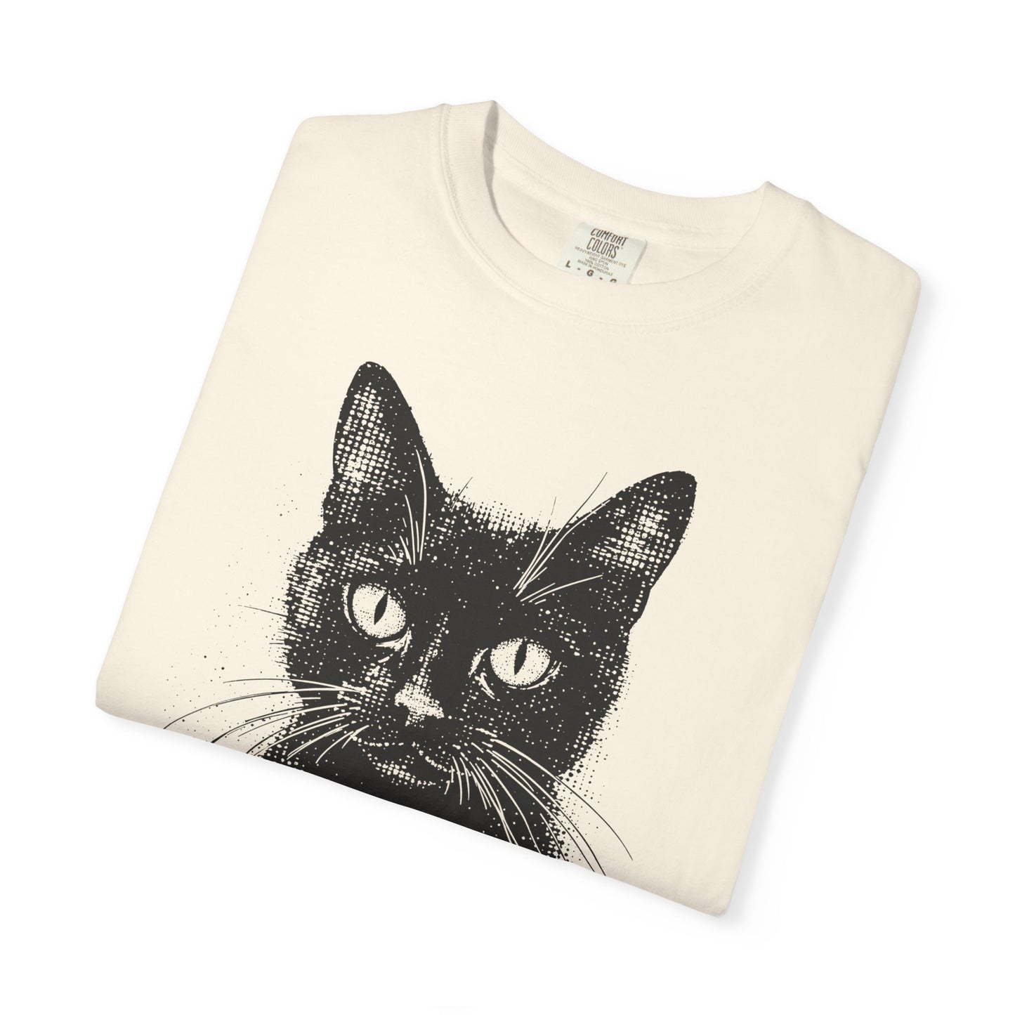 Black Cat Portrait T‑Shirt — Vintage Graphic Tee for Cat Lovers