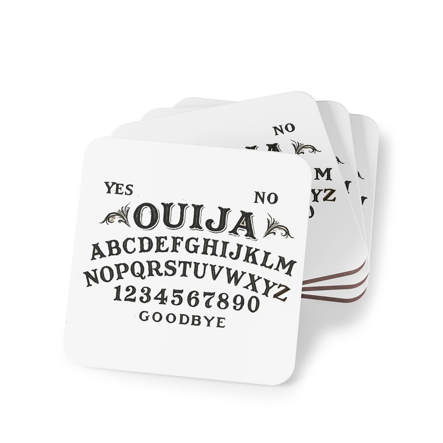 Ouija Board Cork Coaster Set — Gothic Halloween Drink Coasters