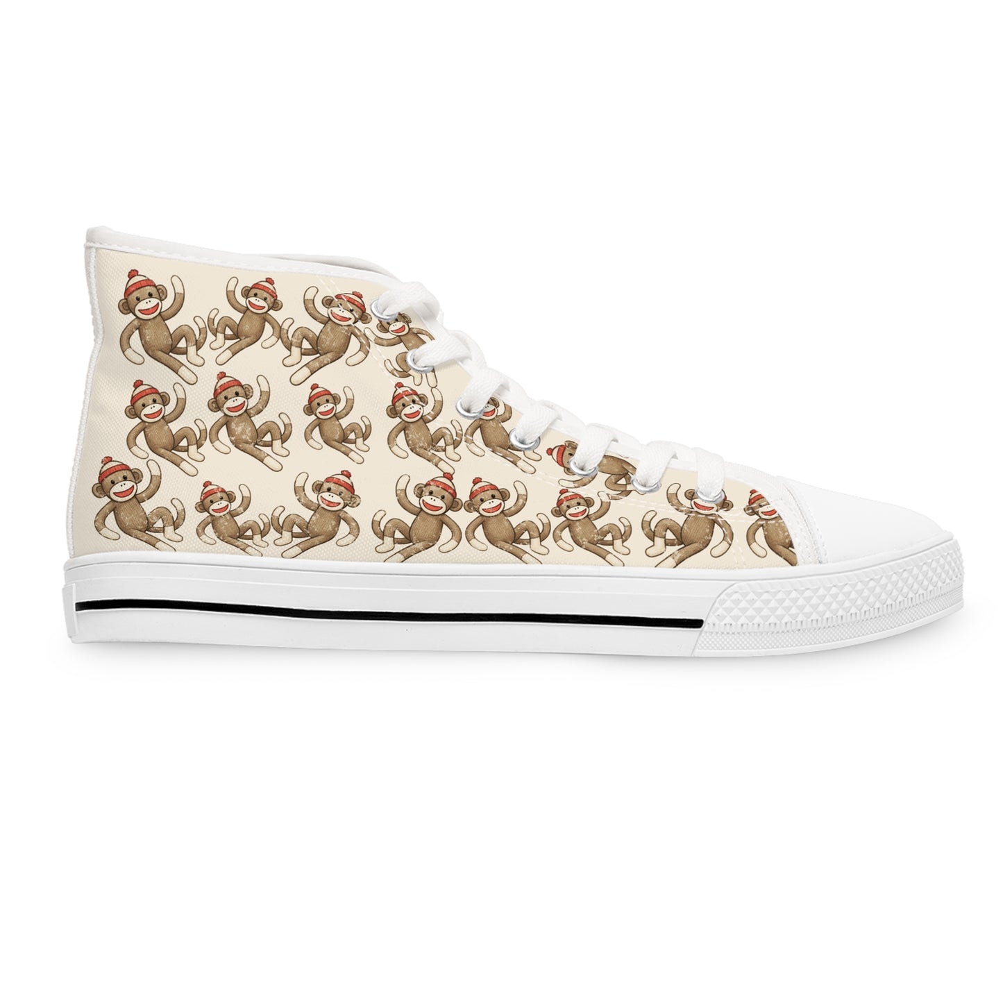High Top Sneakers — Vintage Monkey Pattern Women’s Canvas Shoes