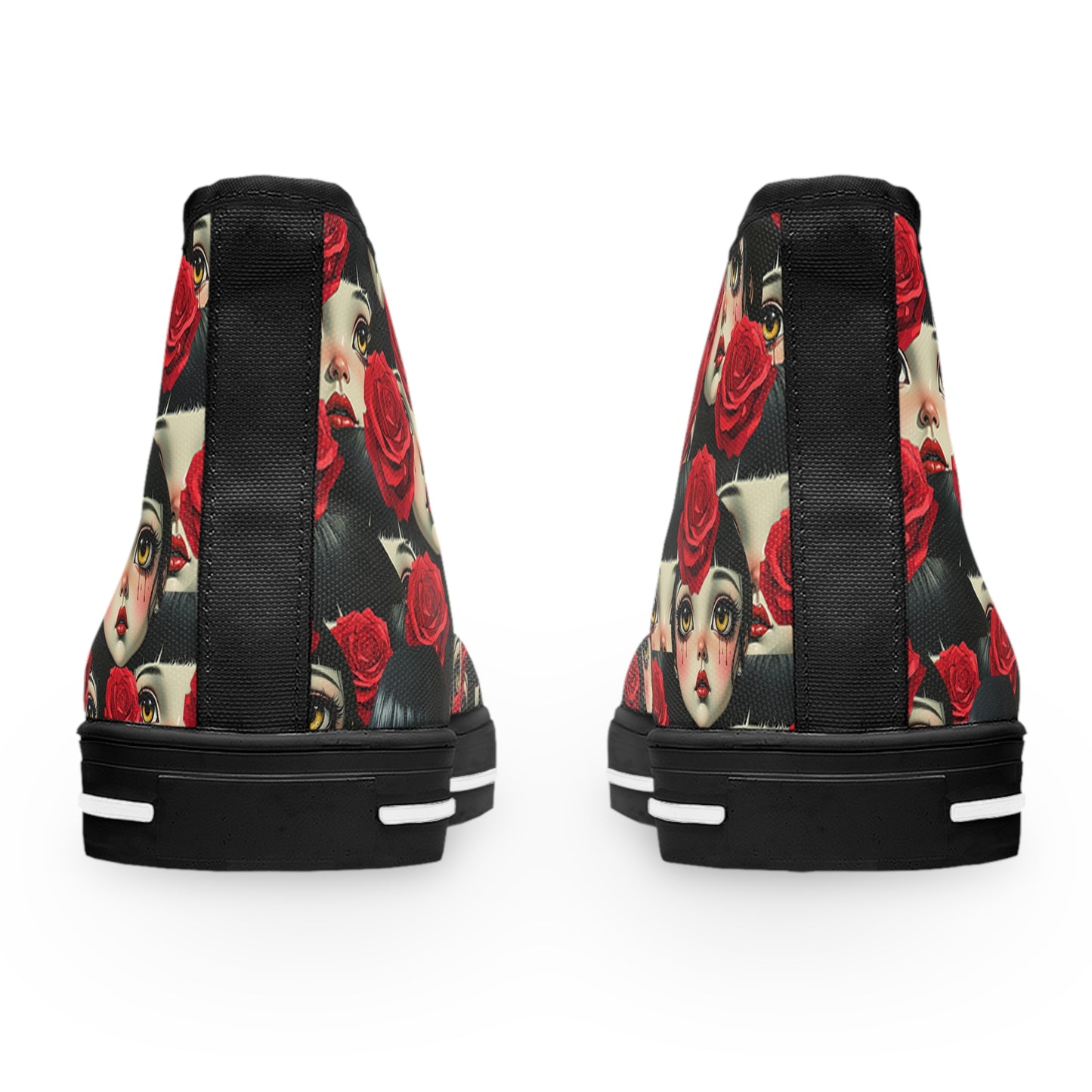 High Top Sneakers — Gothic Rose Skull Pattern