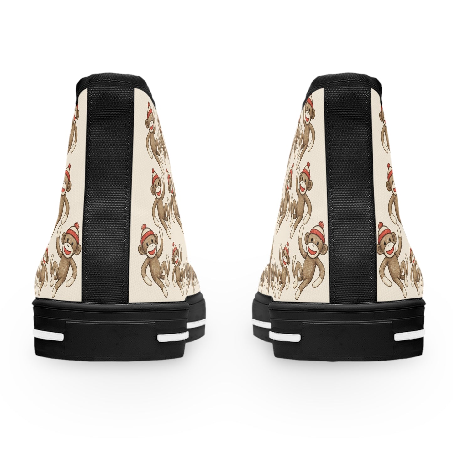 High Top Sneakers — Vintage Monkey Pattern Women’s Canvas Shoes